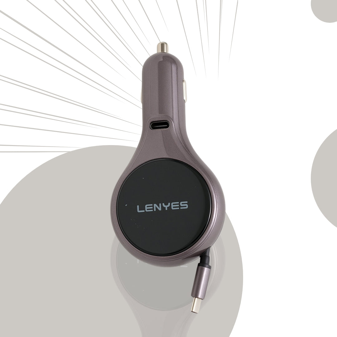لينيس CA820 شاحن سيارة بقدرة 60 واط مع كابل USB-C قابل للسحب