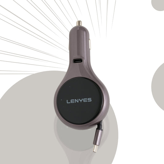 لينيس CA820 شاحن سيارة بقدرة 60 واط مع كابل USB-C قابل للسحب