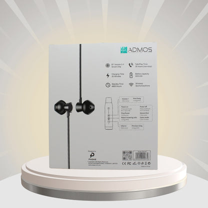 AM 642 أدْموس سماعة بلوتوث رياضية حول العنق باللون الأسود