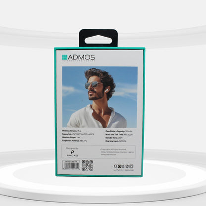 AM 758 أدْموس سماعة أيربود لاسلكية بخاصية إلغاء الضوضاء النشطة (ANC-ENC) وشاشة كبيرة