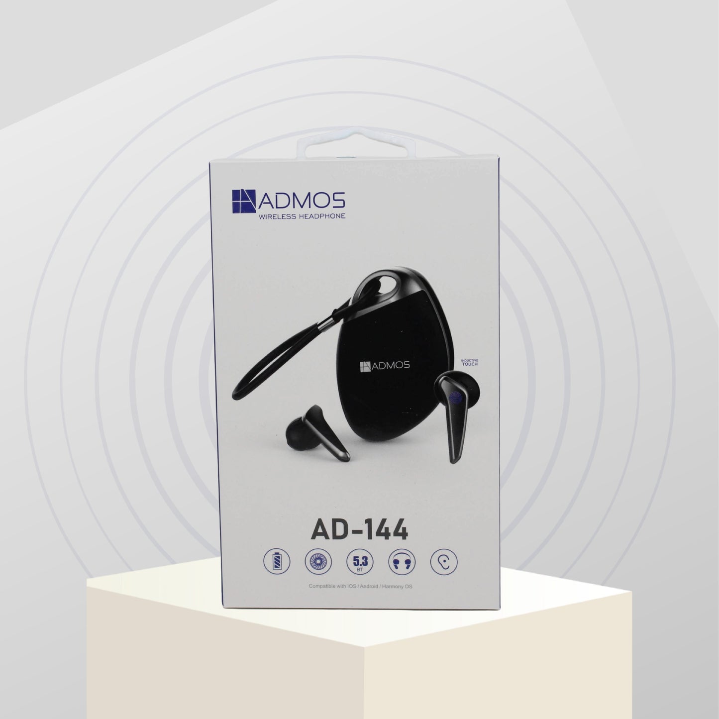 سماعات لا سلكية حقيقية مع علبة شحن ADMOS AD-144 - بلوتوث 5.3، صوت باس عميق، وضوابط اللمس الذكية