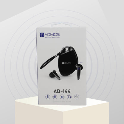سماعات لا سلكية حقيقية مع علبة شحن ADMOS AD-144 - بلوتوث 5.3، صوت باس عميق، وضوابط اللمس الذكية
