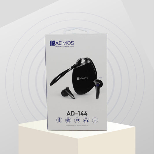 سماعات لا سلكية حقيقية مع علبة شحن ADMOS AD-144 - بلوتوث 5.3، صوت باس عميق، وضوابط اللمس الذكية
