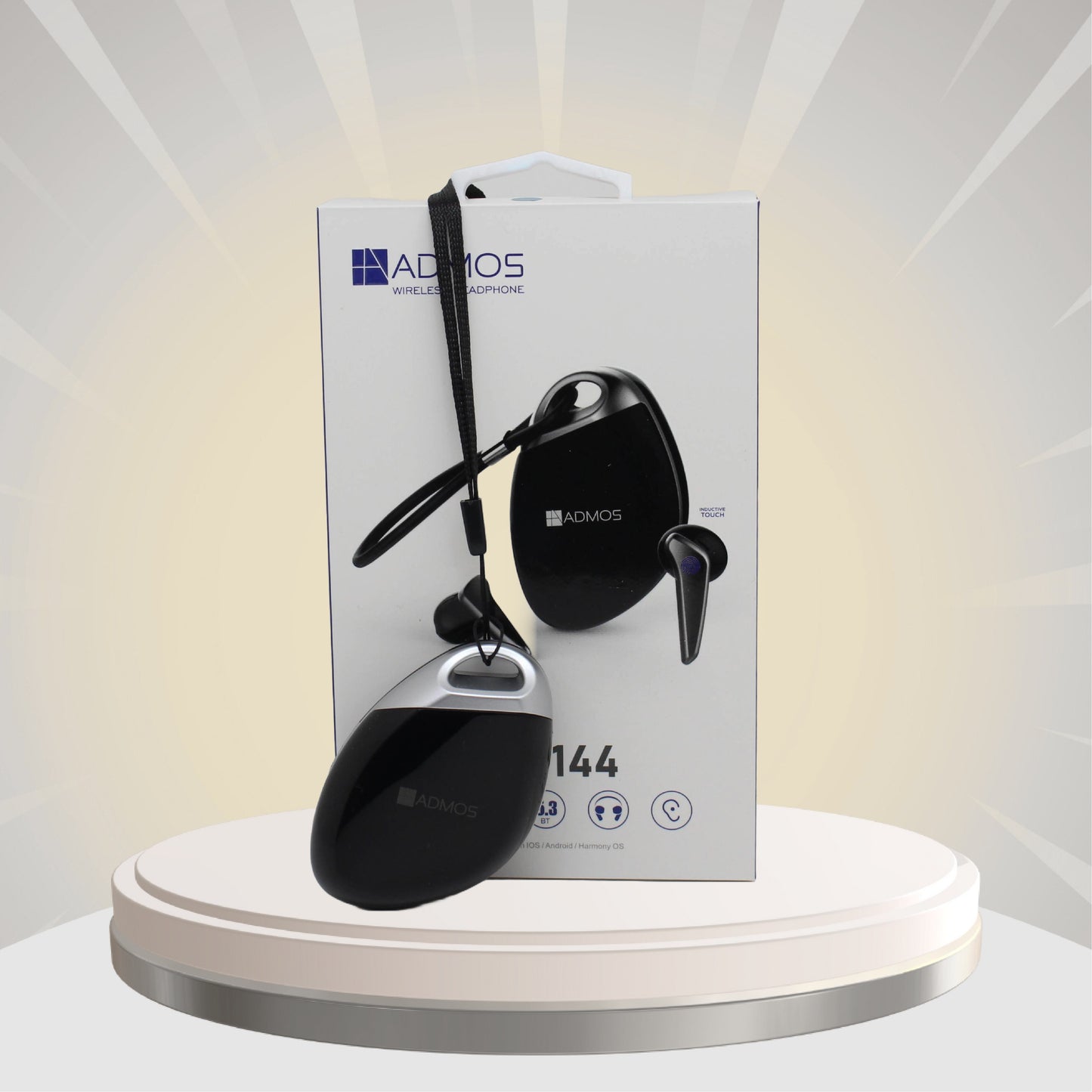 سماعات لا سلكية حقيقية مع علبة شحن ADMOS AD-144 - بلوتوث 5.3، صوت باس عميق، وضوابط اللمس الذكية