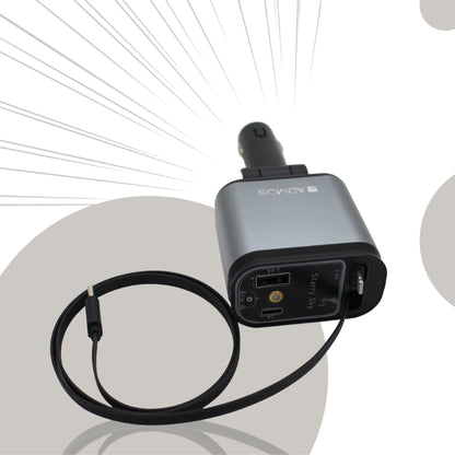 شاحن السيارة ADMOS AM8006 بقوة 22.5 واط مع ضوء ليلي وكابلات شحن مدمجة