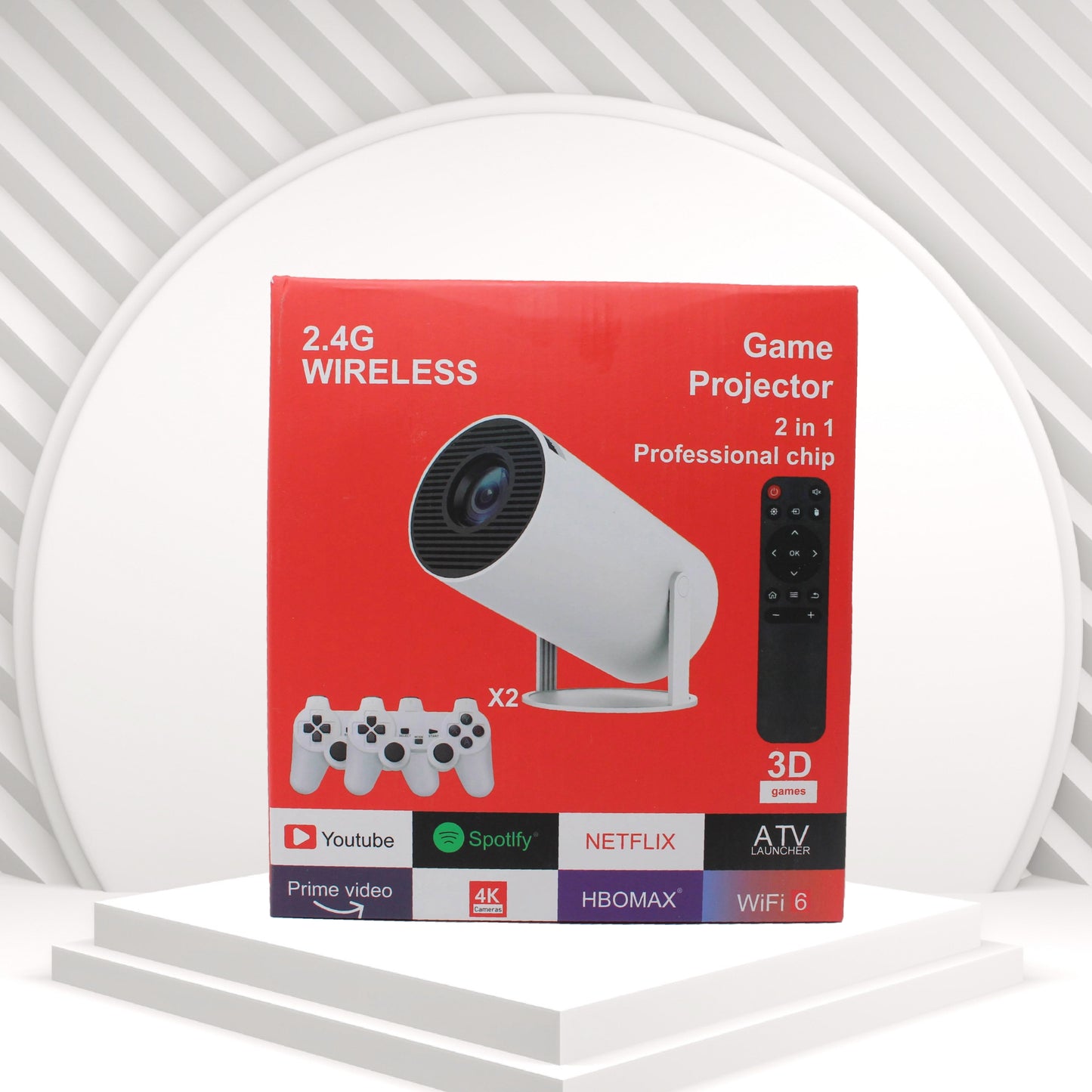 بروجكتور ألعاب ثلاثي الأبعاد 2 في 1 – نظام ترفيهي شامل
