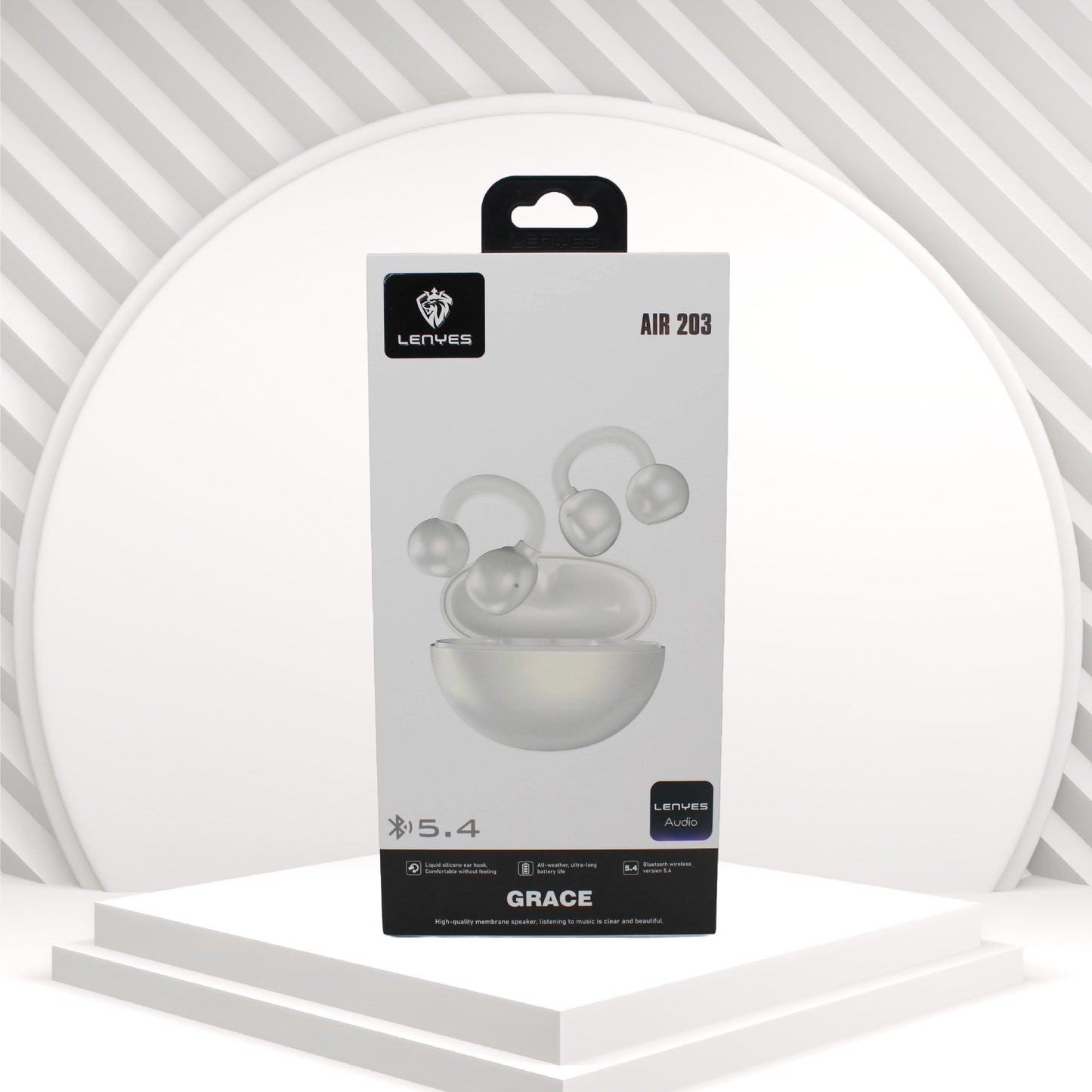 لينيس AIR 203 سماعات بلوتوث 5.4 بتصميم مفتوح على الأذن مع خطافات للأذن