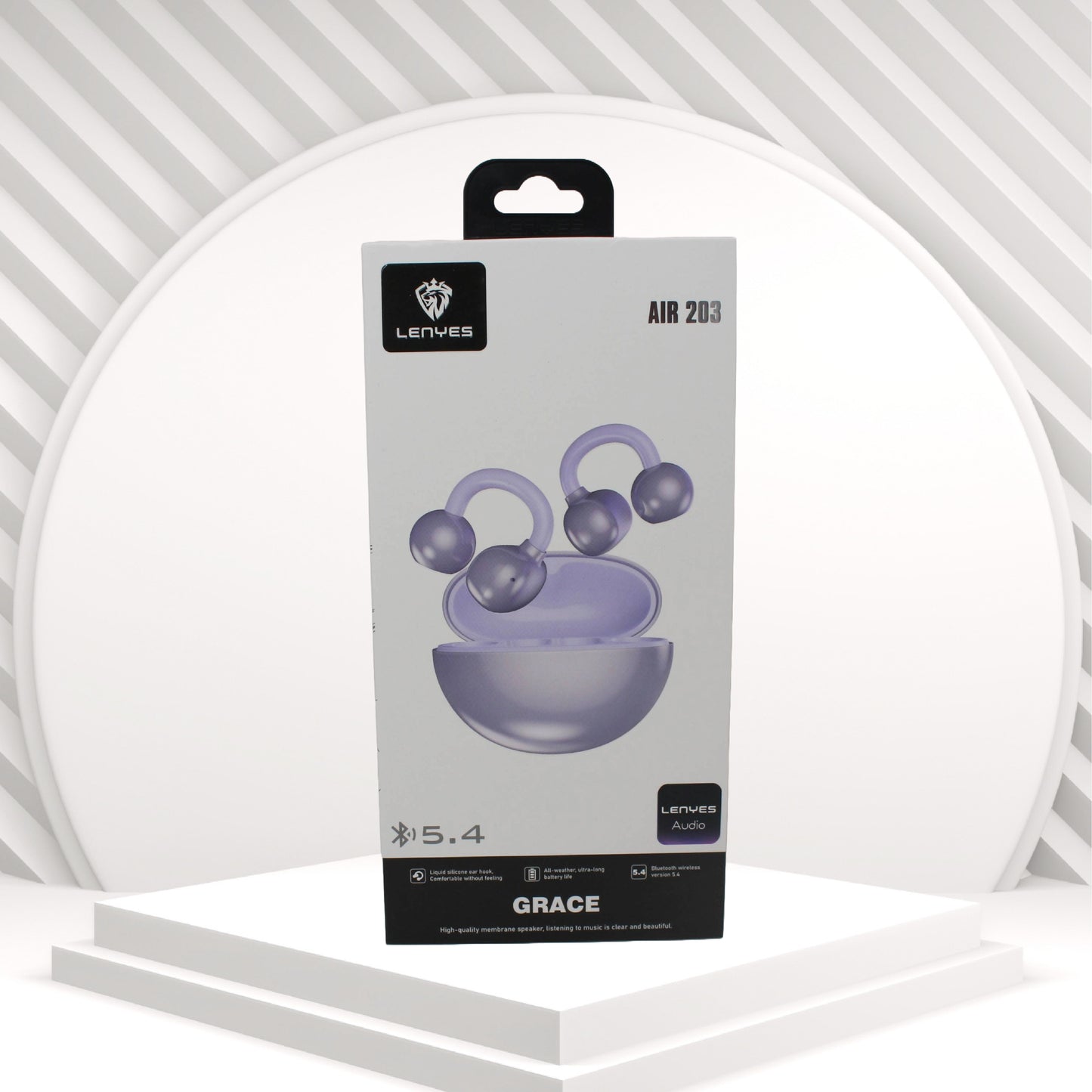 لينيس AIR 203 سماعات بلوتوث 5.4 بتصميم مفتوح على الأذن مع خطافات للأذن