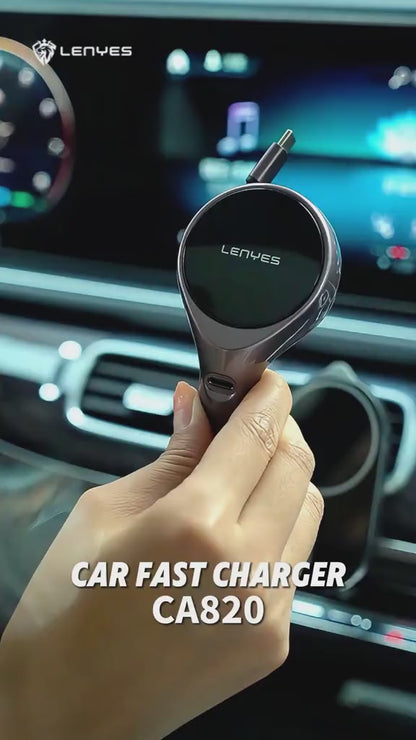لينيس CA820 شاحن سيارة بقدرة 60 واط مع كابل USB-C قابل للسحب