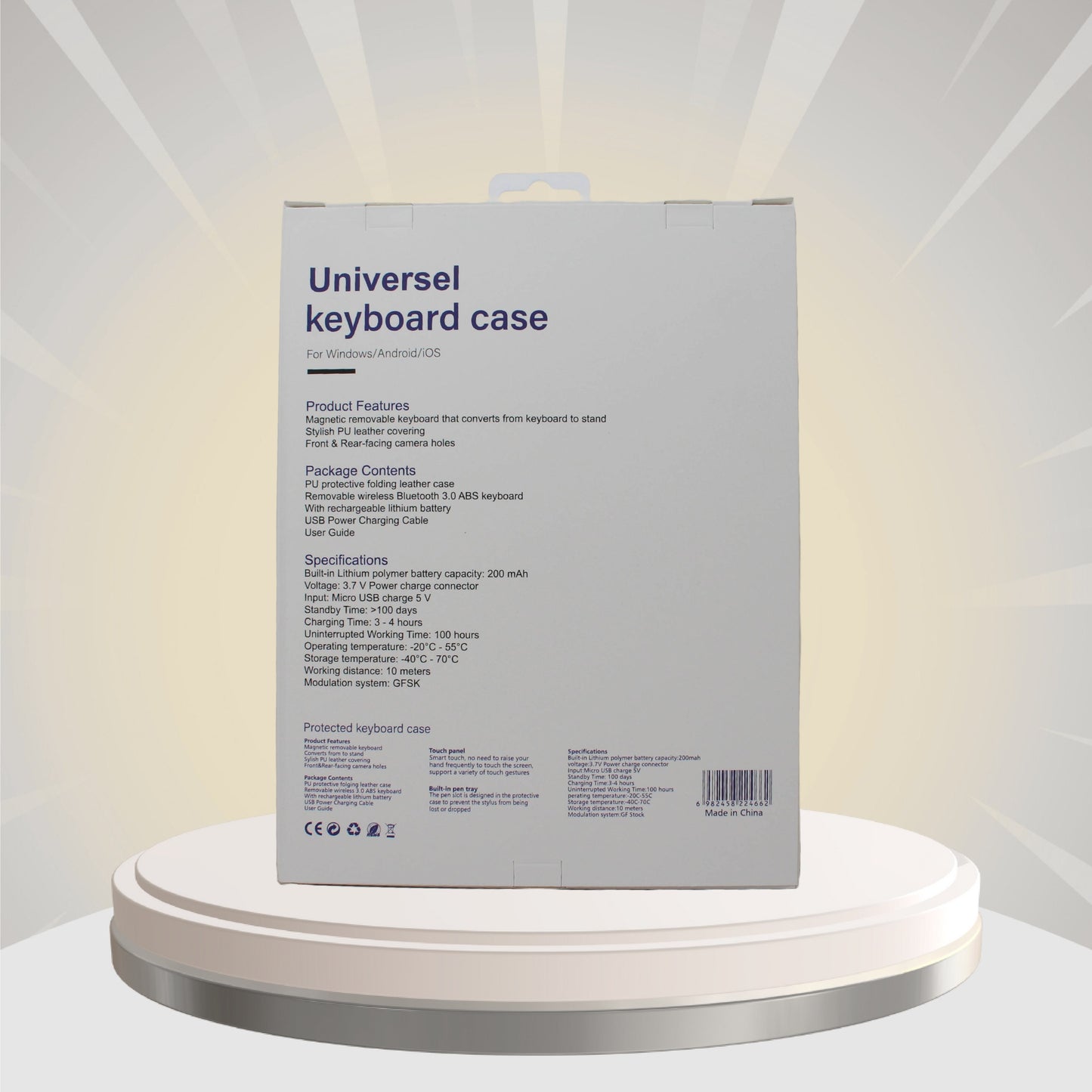 جراب لوحة مفاتيح عالمي لأجهزة Windows / Android / iOS (10 بوصة)