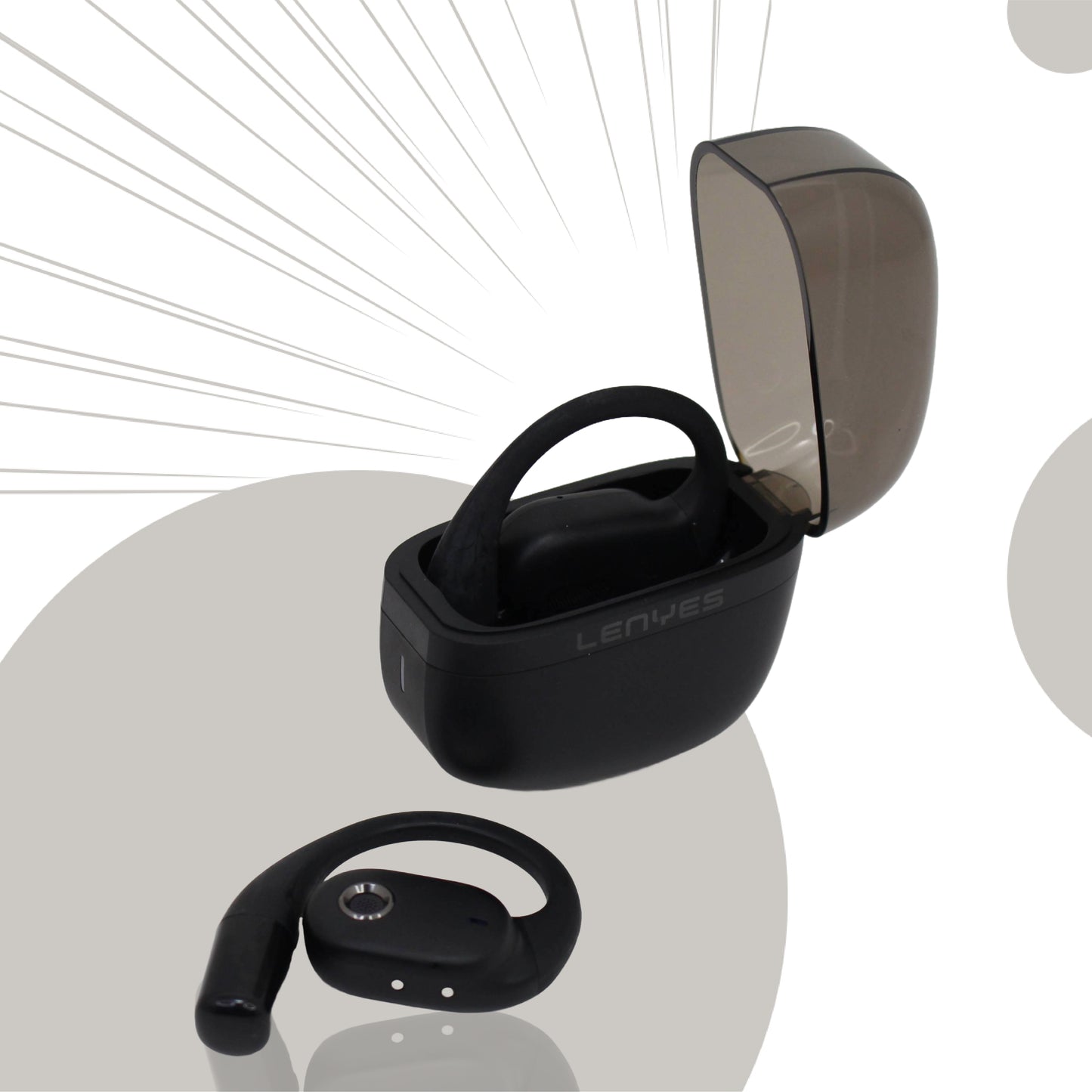 سماعات الأذن اللاسلكية Lenyes AIR 211 مع ميكروفون، باللون الأسود